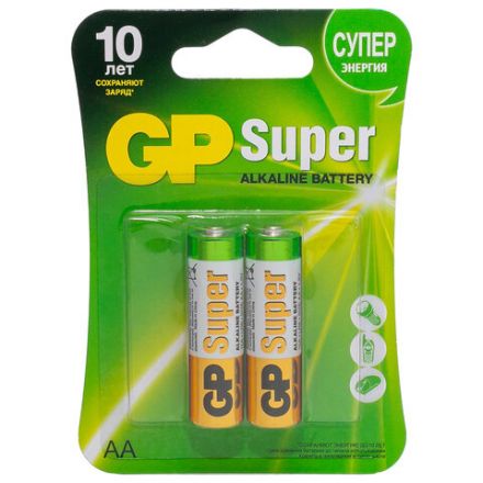 Батарейки КОМПЛЕКТ 2 шт., GP Super G-Tech, AA (LR6, 15А), алкалиновые, пальчиковые, блистер, 15A-2CR2