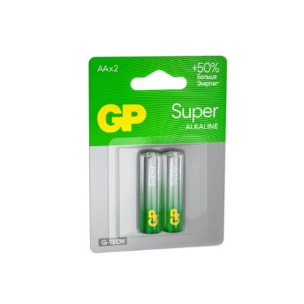 Батарейки КОМПЛЕКТ 2 шт., GP Super G-Tech, AA (LR6, 15А), алкалиновые, пальчиковые, блистер, 15A-2CR2 Батарейки КОМПЛЕКТ 2 шт., GP Super G-Tech, AA (LR6, 15А), алкалиновые, пальчиковые, блистер, 15A-2CR2