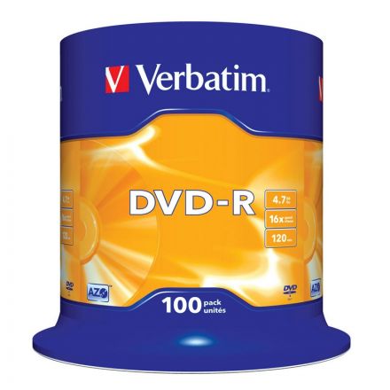 Диск DVD-R Verbatim 4,7 GB 16x (100 штук в упаковке)