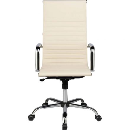 Кресло ЮШД Комус Мебель Easy Chair 711 экокожа, бежевый, хром