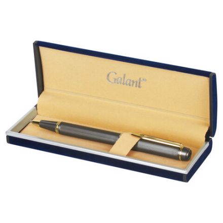 Ручка подарочная шариковая GALANT "Dark Chrome", корпус матовый хром, золотистые детали, пишущий узел 0,7 мм, синяя, 140397