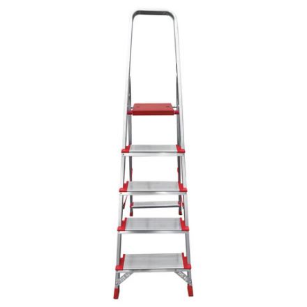 Стремянка алюминиевая 5 ШИРОКИХ СТУПЕНЕЙ 13 см, площадка 1,1 м, нагрузка 225 кг, вес 6 кг, НОВАЯ ВЫСОТА, 3117105, 5110105/3117105