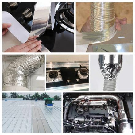 Клейкая АЛЮМИНИЕВАЯ лента 50 мм х 40 м, ТЕРМО- и МОРОЗОСТОЙКАЯ, европодвес, BRAUBERG, 606769