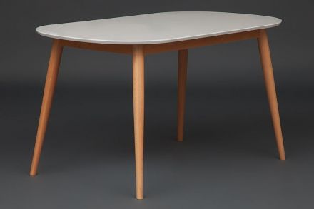 Стол обеденный Макс/Max МДФ/бук, 140х80х75см, белый/натуральный бук
