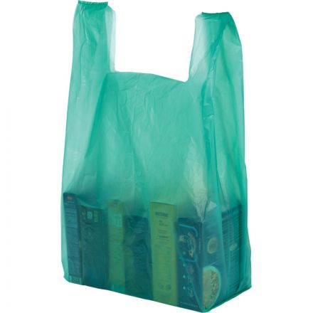 Пакет-майка ПНД, 42+18x68см, зеленый, 35 мкм, 50 шт./уп