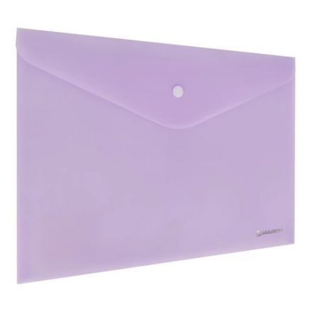 Папка-конверт с кнопкой BRAUBERG Pastel, А4, матовая непрозрачная лиловая, ПРОЧНАЯ, 0,2 мм, 272881 Папка-конверт с кнопкой BRAUBERG Pastel, А4, матовая непрозрачная лиловая, ПРОЧНАЯ, 0,2 мм, 272881
