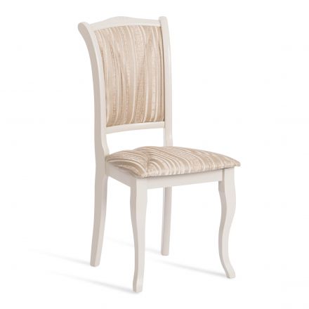 Стул Tetchair Opera ( OP-SC ), дерево гевея, 45х53х97см, ivory white (слоновая кость 2-5), ткань бежевая, рисунок золотистый (180-9