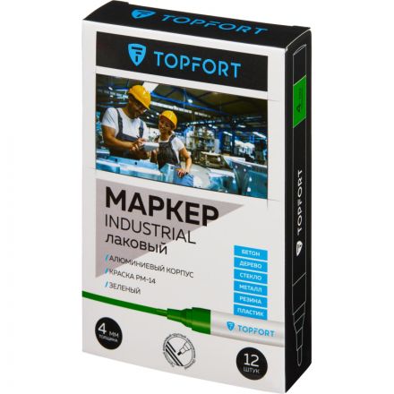 Маркер лаковый TOPFORT Industrial 4 мм зеленый