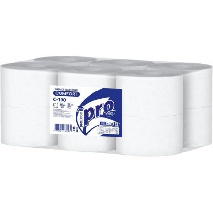 Бумага туалетная д/дисп Protissue 1сл бел цел 200м 12рул/уп С190