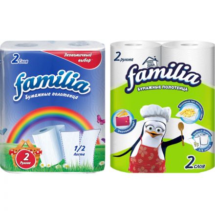 Полотенца бумажные FAMILIA Радуга 1/2 листа 2сл 2рул/уп Полотенца бумажные FAMILIA Радуга 1/2 листа 2сл 2рул/уп