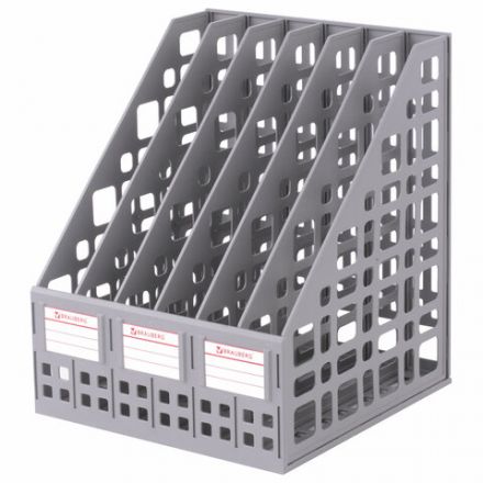 Лоток вертикальный для бумаг BRAUBERG "MAXI Plus", 240 мм, 6 отделений, сетчатый, сборный, серый, 237016 Лоток вертикальный для бумаг BRAUBERG "MAXI Plus", 240 мм, 6 отделений, сетчатый, сборный, серый, 237016
