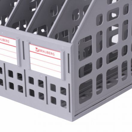 Лоток вертикальный для бумаг BRAUBERG "MAXI Plus", 240 мм, 6 отделений, сетчатый, сборный, серый, 237016 Лоток вертикальный для бумаг BRAUBERG "MAXI Plus", 240 мм, 6 отделений, сетчатый, сборный, серый, 237016