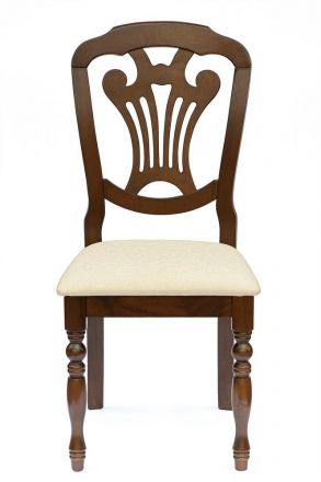 Стул Tetchair Персей/ Perseus дерево гевея, 46х54х99см, Cappuchino , ткань кремовая с рисунком (3321)