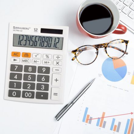 Калькулятор настольный BRAUBERG ULTRA-12-WT (192x143 мм), 12 разрядов, двойное питание, БЕЛЫЙ, 250496 Калькулятор настольный BRAUBERG ULTRA-12-WT (192x143 мм), 12 разрядов, двойное питание, БЕЛЫЙ, 250496