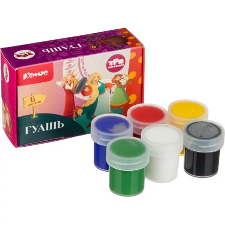 Гуашь КОМУС Три Богатыря набор 6 цв, 20 мл девочки Гуашь КОМУС Три Богатыря набор 6 цв, 20 мл девочки