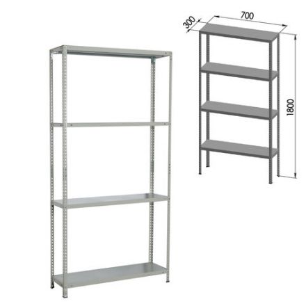 Стеллаж металлический BRABIX "MS KD-180/30/70-4", 1800х700х300 мм, 4 полки, сборная стойка, 291112, S240BR123402 Стеллаж металлический BRABIX "MS KD-180/30/70-4", 1800х700х300 мм, 4 полки, сборная стойка, 291112, S240BR123402