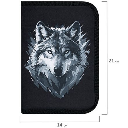 Пенал BRAUBERG, 1 отделение, полиэстер, 21х14 см, "Gray wolf", 273520 Пенал BRAUBERG, 1 отделение, полиэстер, 21х14 см, "Gray wolf", 273520