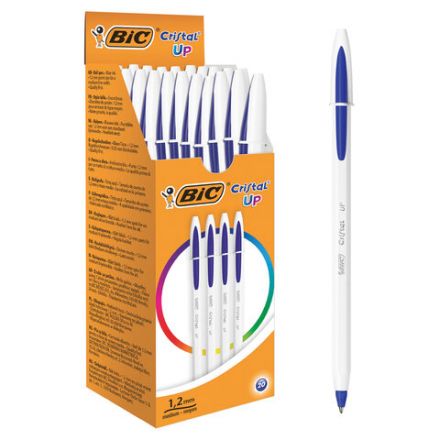 Ручка шариковая BIC "Cristal UP", СИНЯЯ, корпус белый, узел 1,2 мм, линия письма 0,35 мм, 949879