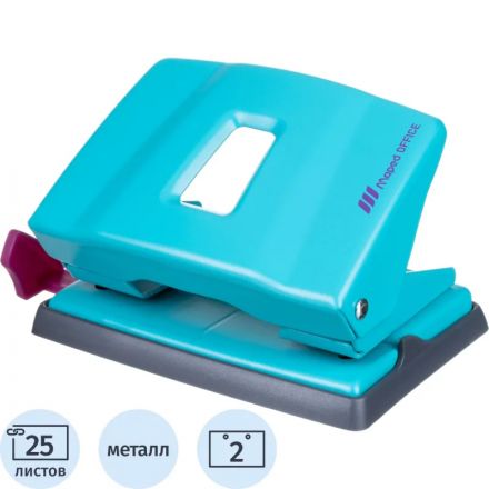 Дырокол ESSENTIALS METAL DECO металл,2 отв,20/25л,бирюз,короб.с подв.402400
