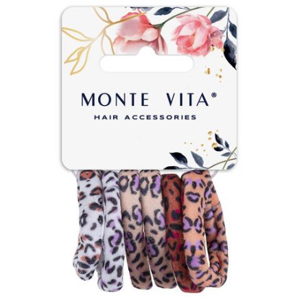 Резинки для волос НАБОР 6 шт., мягкие, средние, с принтом, MONTE VITA (МОНТЕ ВИТА), 457070 Резинки для волос НАБОР 6 шт., мягкие, средние, с принтом, MONTE VITA (МОНТЕ ВИТА), 457070