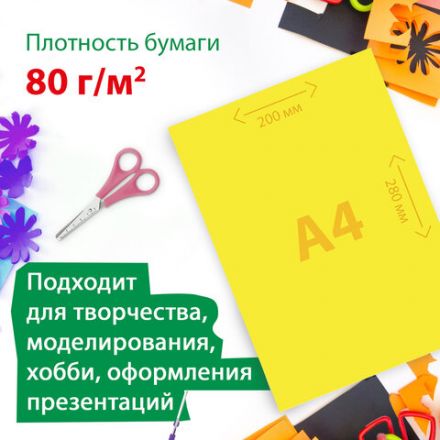 Цветная бумага А4 мелованная, 24 листов, 24 цвета, папка, индивидуальная упаковка, BRAUBERG KIDS, 200х280 мм, 115163