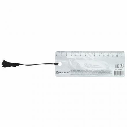 Закладка для книг с линейкой 3D-ОБЪЕМНАЯ BRAUBERG, "Мерседес", с декоративным шнурком, 125768