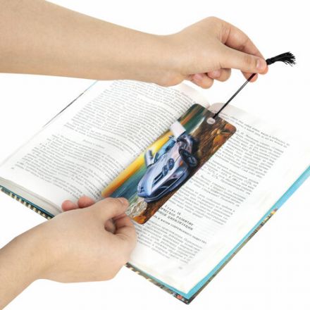 Закладка для книг с линейкой 3D-ОБЪЕМНАЯ BRAUBERG, "Мерседес", с декоративным шнурком, 125768