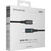 Кабель PERO DC14 ULTIMATE PD Type-C to Type-C, с дисплеем, 60W, 1.2m, Black Кабель PERO DC14 ULTIMATE PD Type-C to Type-C, с дисплеем, 60W, 1.2m, Black