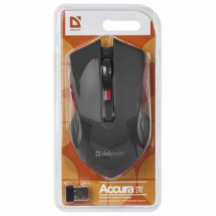 Мышь беспроводная DEFENDER Accura MM-275, USB, 5 кнопок + 1 колесо-кнопка, оптическая, черная, 52276