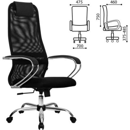 Кресло офисное МЕТТА "SU-B-8" хром, ткань-сетка, сиденье мягкое, черное Кресло офисное МЕТТА "SU-B-8" хром, ткань-сетка, сиденье мягкое, черное