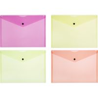 Папка-конверт на кнопке Attache Neon А4 180мкм 8шт/уп оранж,жлт,салат,роз