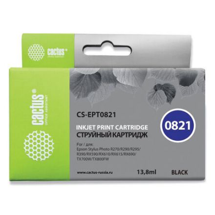 Картридж струйный CACTUS (CS-EPT0821) для EPSON Stylus R270/R390/ RX590, черный Картридж струйный CACTUS (CS-EPT0821) для EPSON Stylus R270/R390/ RX590, черный