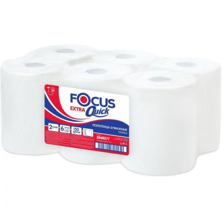 Полотенца бумажные д/дисп. FOCUS Extra Quick 2сл 150м 6рул/уп цел 5046577