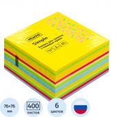Стикеры Attache Simple 76х76 мм Мармелад неоновые 6 цв (1блок, 400листов)