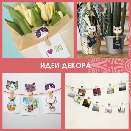 Прищепки декоративные "Котики", 10 штук, 3,5 см, ассорти, со шпагатом, ОСТРОВ СОКРОВИЩ, 662673 Прищепки декоративные "Котики", 10 штук, 3,5 см, ассорти, со шпагатом, ОСТРОВ СОКРОВИЩ, 662673