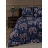 Постельное белье 2сп микрофибра Elephants (нав. 70х70 2 шт), синий/бежевый