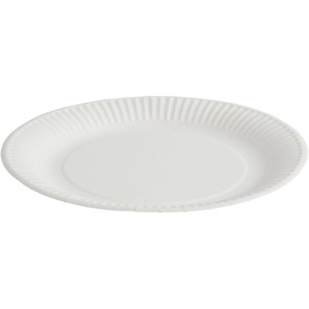 Тарелка одноразовая бум. 23см круглая, белая, 250г/м2, 50шт/уп