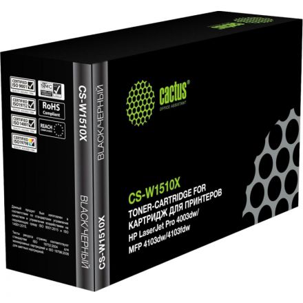 Картридж лазерный Cactus CS-W1510X W1510X чер. для HP LJ 4003dw/MFP 4103dw Картридж лазерный Cactus CS-W1510X W1510X чер. для HP LJ 4003dw/MFP 4103dw