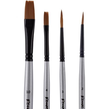 Набор кистей художественных Комус Арт,синтетика,мягкая,коротк.ручка,4шт/наб Набор кистей художественных Комус Арт,синтетика,мягкая,коротк.ручка,4шт/наб