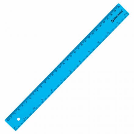 Линейка пластиковая 30 см, BRAUBERG, неоновая, ассорти, 210839