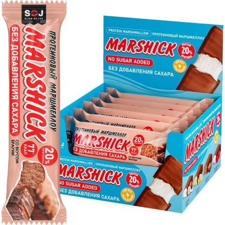 Батончик SOJ Маршмеллоу глазир протеин со вкус брауни без сах, 30гx16шт/уп Батончик SOJ Маршмеллоу глазир протеин со вкус брауни без сах, 30гx16шт/уп