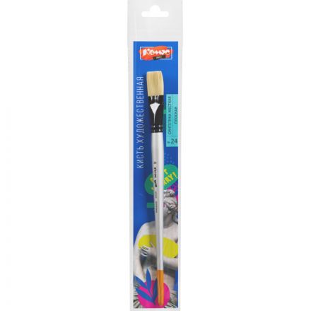 Кисть художественная Комус Арт синтетика жесткая, плоск., 24, длинная ручка Кисть художественная Комус Арт синтетика жесткая, плоск., 24, длинная ручка