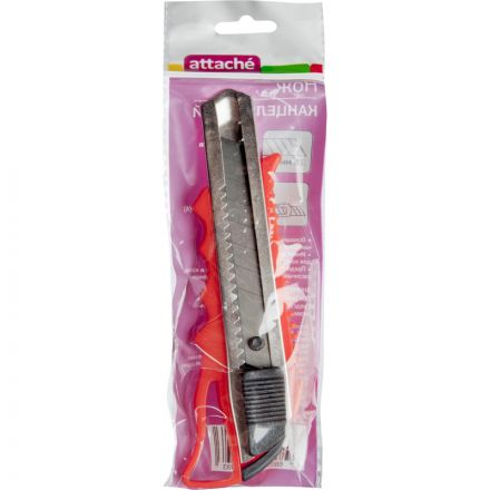 Нож канцелярский 18мм Attache с фиксатором и металлическими направляющими Нож канцелярский 18мм Attache с фиксатором и металлическими направляющими