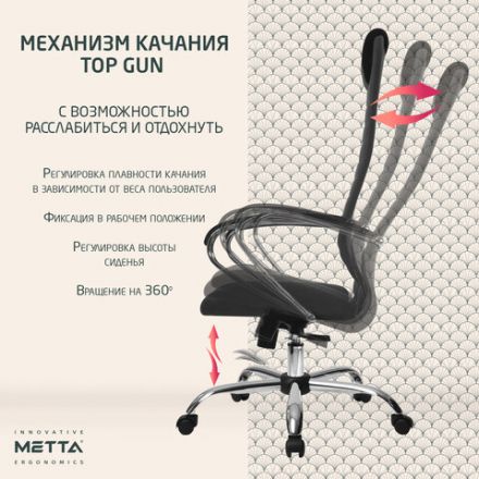 Кресло офисное МЕТТА "SU-B-10" хром, ткань-сетка, сиденье и спинка мягкие, темно-серое Кресло офисное МЕТТА "SU-B-10" хром, ткань-сетка, сиденье и спинка мягкие, темно-серое