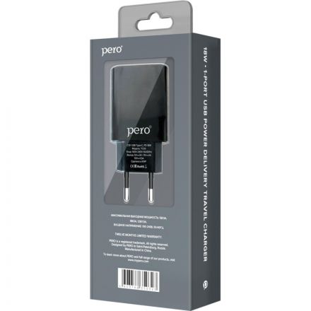 Зарядное устройство сетевое PERO TC03 PD 18W черный Зарядное устройство сетевое PERO TC03 PD 18W черный