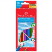Карандаши цветные Faber-Castell "Ecopen" 12цв., трехгран., заточен., картон, европодвес, с точилкой Карандаши цветные Faber-Castell "Ecopen" 12цв., трехгран., заточен., картон, европодвес, с точилкой