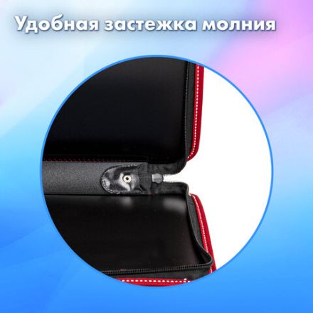 Папка на молнии пластиковая с ручками BRAUBERG "Contract", А4, 350х270х45 мм, черно-красная, 225164 Папка на молнии пластиковая с ручками BRAUBERG "Contract", А4, 350х270х45 мм, черно-красная, 225164