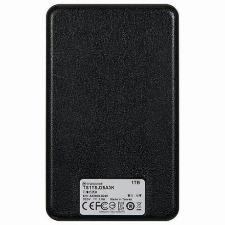 Внешний жесткий диск TRANSCEND StoreJet 25A3 1TB, 2.5", USB 3.1, черный, TS1TSJ25A3K