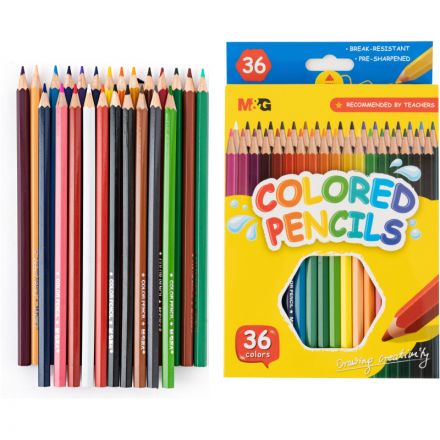 Карандаши цветные M&G   деревянные шестигранные, 36 цв в наборе