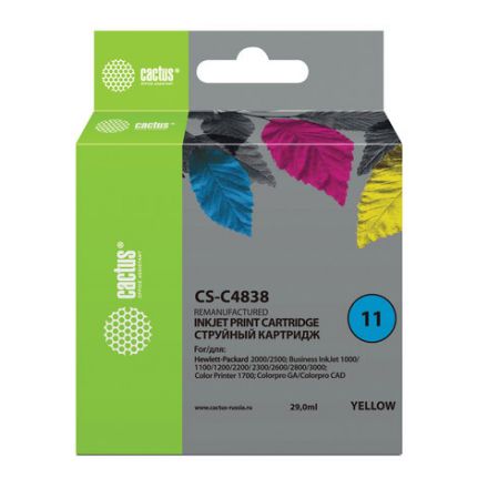 Картридж струйный CACTUS (CS-C4838) для HP DesignJet 70/100/110/120, желтый Картридж струйный CACTUS (CS-C4838) для HP DesignJet 70/100/110/120, желтый